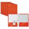Better Office Products 2 Pocket Glossy Laminated Paper Folders Portfolio With Prongs, Letter Size, Orange, 25PK 84287 - alternate 1